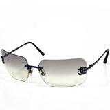 Chanel Rhinestone CC Logo Grey Tinted Black Sunglasses - Undothedone