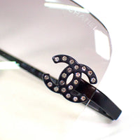 Chanel Rhinestone CC Logo Grey Tinted Black Sunglasses - Undothedone