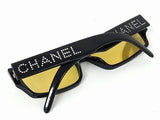 Chanel Black Yellow Tinted Rhinestone Swarovski - Undothedone