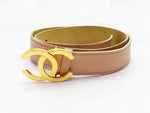 Chanel Calf Leather Gold CC Logo Light Brown Waist Belt - Undothedone