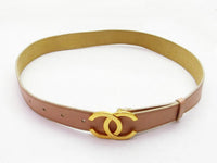 Chanel Calf Leather Gold CC Logo Light Brown Waist Belt - Undothedone