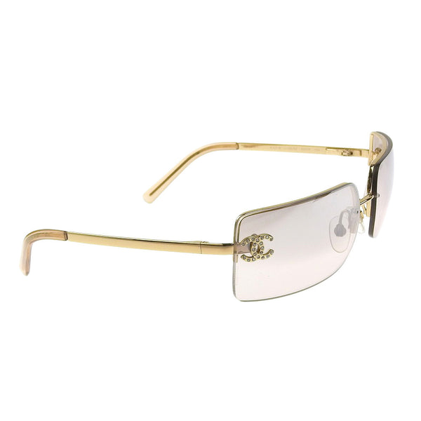 CHANEL, Accessories, Chanel 44 Rimless Crystal Rhinestone Cc Vintage Y2k  Sunglasses Brown Gold Hue