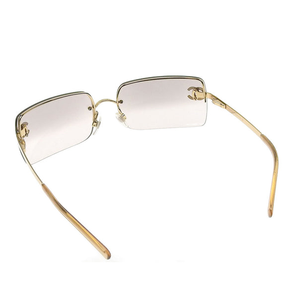 Vintage Chanel Brown Tinted Sunglasses Rhinestone Glasses Gold