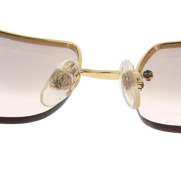 Chanel 4104-B CC Coco Logo Gold Brown Sunglasses Used from Japan
