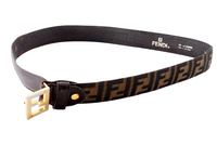 Fendi Zucca Pattern Logo Gold FF Belt - Undothedone