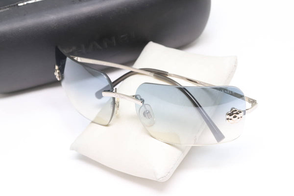 Chanel Silver Blue Camellia Flower 4085 Sunglasses - Undothedone