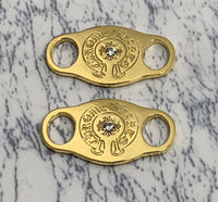 Chrome Hearts 925 Silver 22K Gold Coated Zircon Shoe Lace Locks