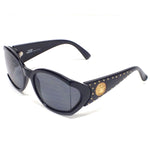 Gianni Versace Vintage MOD495 Gold Medusa Black Sunglasses - Undothedone