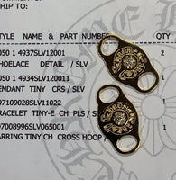 Chrome Hearts 925 Silver 22K Gold Coated Zircon Shoe Lace Locks