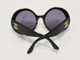 Chanel Black Gold Logo Oval Kurt Cobain Sunglasses - Undothedone