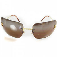 Chanel CC Logo Gold Brown Tinted Rhinestone Swarovski Sunglasses - Undothedone