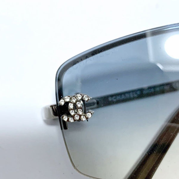 Chanel 4093-B Swarovski CC Logo Blue Tinted Silver Sunglasses – Undothedone