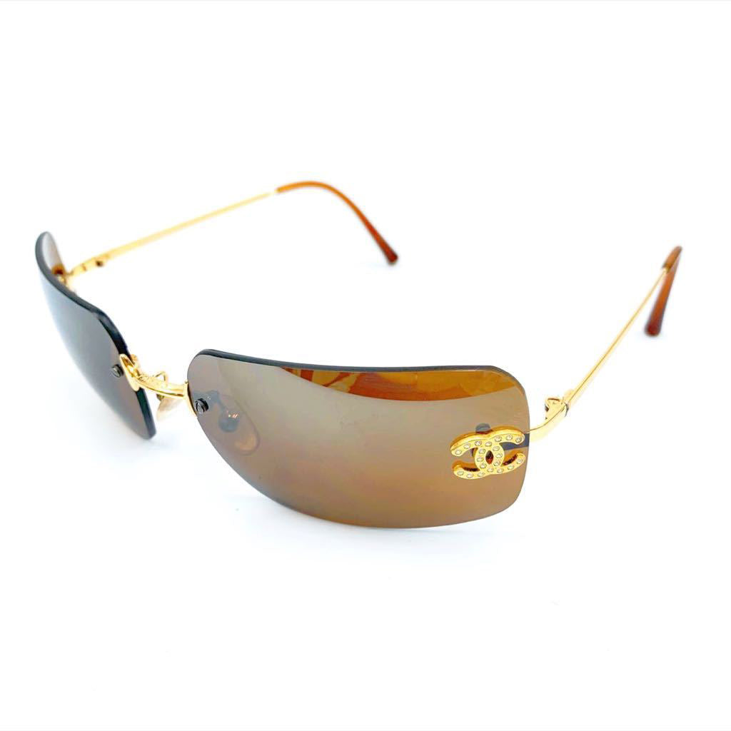 Chanel CC Logo Gold Brown Tinted Sunglasses 4017-D