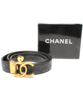 Chanel Lambskin Gold CC Logo Black Waist Belt - Undothedone